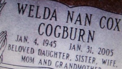 Welda Nan Cox Cogburn on Sysoon