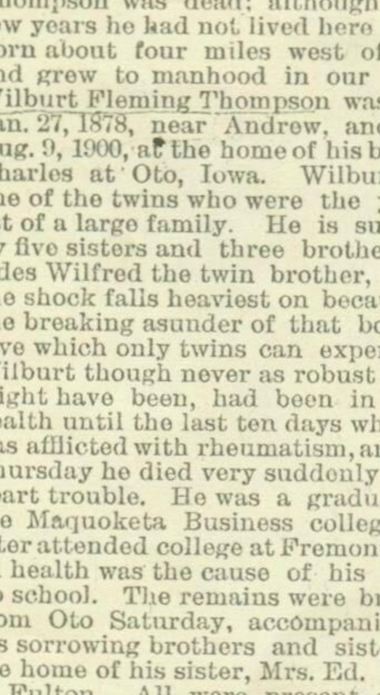 Wilbert Fleming Thompson on Sysoon
