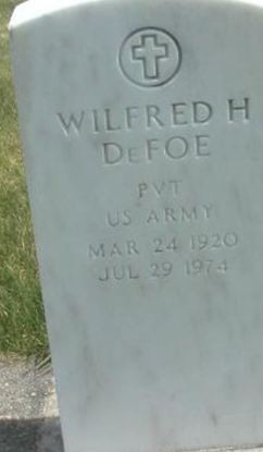 Wilfred H DeFoe on Sysoon
