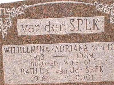 Wilhelmina Adriana Van Tol Van Der Spek on Sysoon