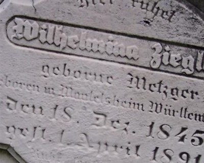 Wilhelmine Metzger Ziegler on Sysoon