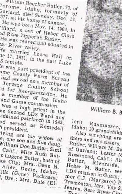 William Beecher Butler on Sysoon