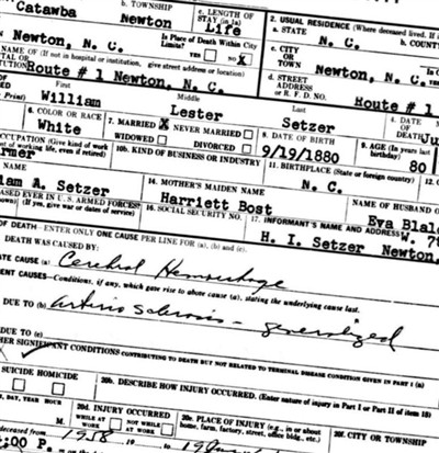 William Lester Setzer on Sysoon