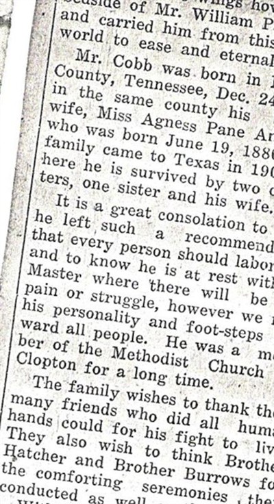William P. Cobb on Sysoon