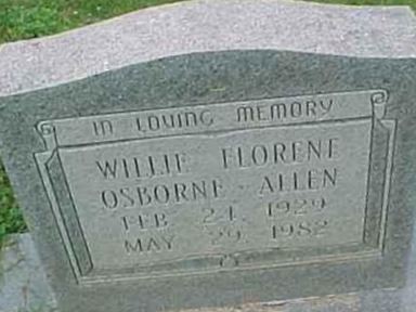 Willie Florene Osborne Allen on Sysoon