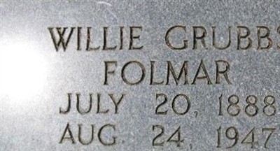 Willie Grubbs Folmar on Sysoon