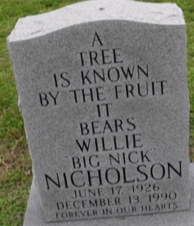 Willie Waymon "Big Nick" Nicholson on Sysoon