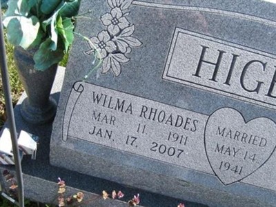 Wilma Lucille Rhoades Higbie on Sysoon