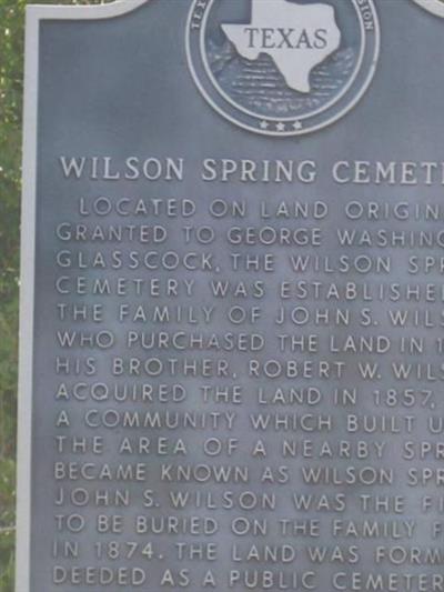 Wilson Spring Cemetery on Sysoon