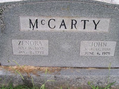 Zenoba Steele McCarty on Sysoon