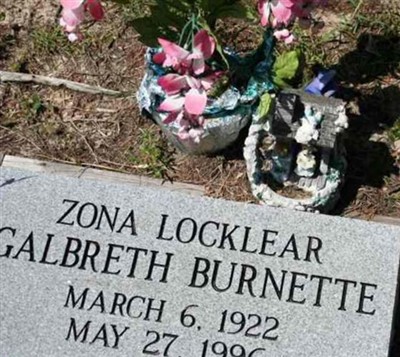 Zona Locklear Galbreth Burnette on Sysoon