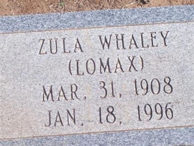 Zula Lomax Whaley on Sysoon