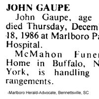 John E Gaupp on Sysoon