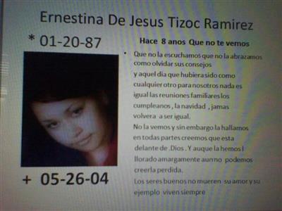 Ernestina De Jesus Ramirez Tizoc on Sysoon